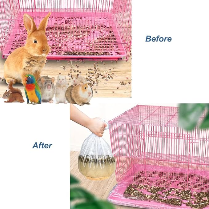 50 Pcs Disposable Rabbit Cage Liner Plastic Toilet Film Leak-Proof for Small Animals Bunny Guinea Pig Bird Cage Liners Litter Box Crate Tray Drawer Quick Cleanup Essentials Indoor (Compact)