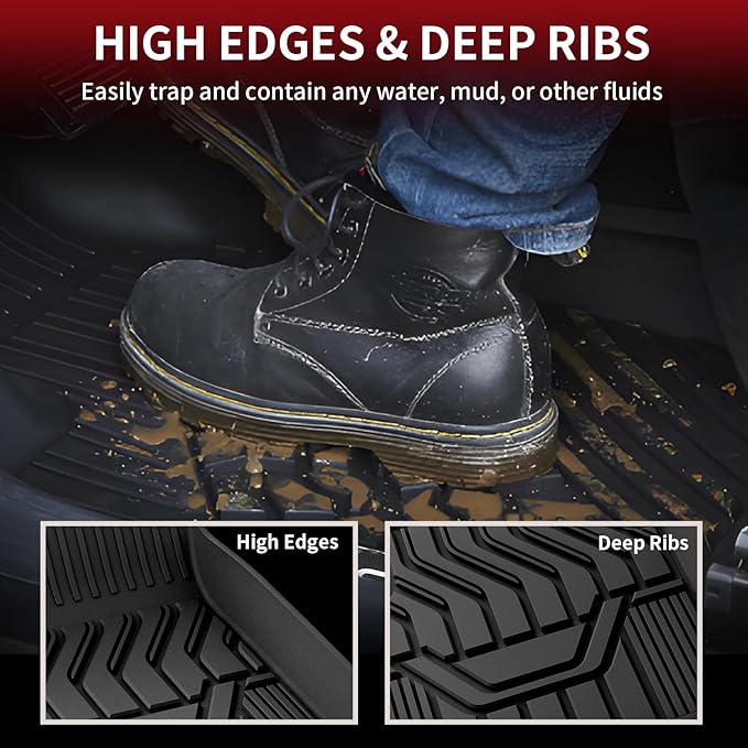 LASFIT Floor Mats for Nissan Rogue 2021-2026 (Not Fit Rogue Sport), Custom Fit All Weather Protection Durable TPE Floor Liners for Nissan Rogue S/SV/SL/Platinum 2021-2026 1st & 2nd Row Car Mats, Black