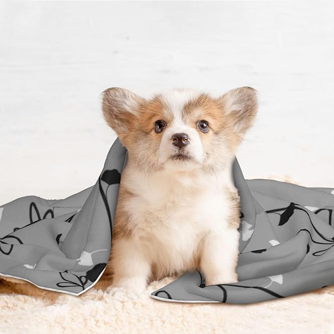 Floral Throw Blanket - Ginkgo Leaf Vine Blanket for Dog Cat Pet Blankets 23x16 for Couch Sofa Bed