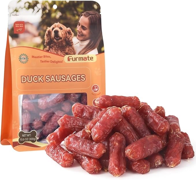 Soft Duck Sausage Dog Treats,Slow Roasted Duck Jerky for Dogs,Grain-Free & Rawhide Free Training Rewards Treats w/Glucosamine Chondroitin for Small Medium Large Dogs,10.58 oz