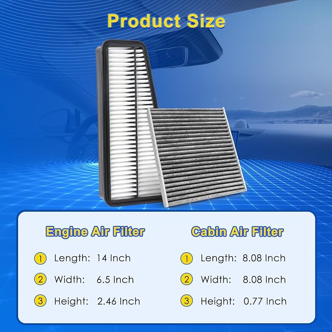 Cabin & Engine Air Filter Kit for 2005-2015 Tacoma 4.0L