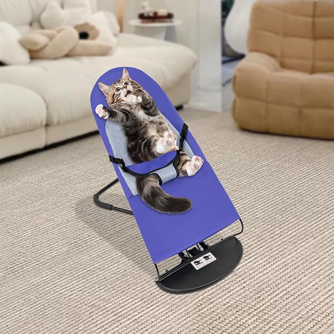 Pet Rocker Bed,Portable Pet Rocking Chair,Foldable Dog Bed,Washable Cat Cot,3-Position Height Adjustable for Cats Dogs up to 33 lbs (Purple)