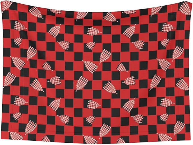 Double Sided Pet Mat for Dog Bed Topper Cat Blanket Furniture Protector, Red Black Buffalo Check Plaid Pattern, Reversible Plush with Tactile Dot Pattern for Style Change