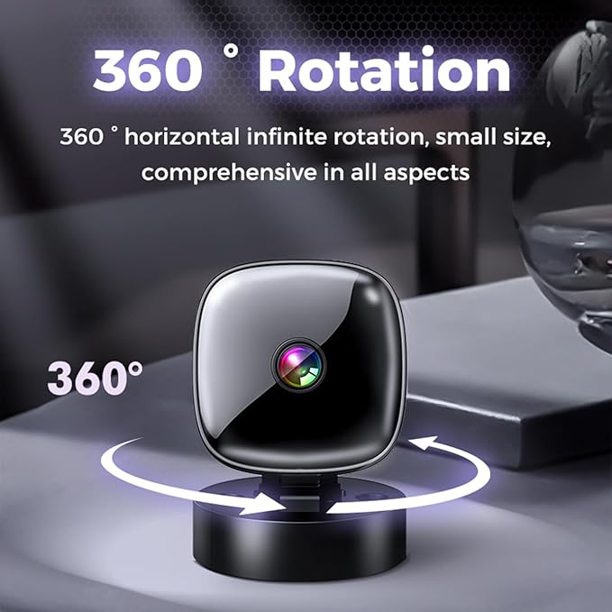 Yunir Small Camera, Security Camera Indoor with Night Vision, 360 WiFi Cameras for Home Security, Pet Dog Baby with Phone App, Motion Detection