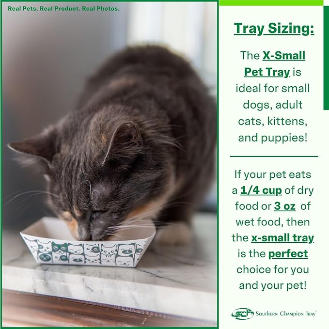 Southern Champion Tray, X-Small Disposable Pet Food Bowl, 1/4 Cup (50 Quantity) Pet Food Tray, Travel Pet Bowl, Feeding Kittens, Puppies, and Cats, Wet Food or Dry Food, and Treats, 3 oz Capacity