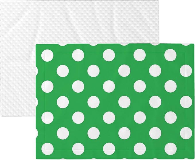 Waterproof Dog Blanket Soft Pet Blanket for Puppy Cat, Fleece Cat Throw Blankets for Furniture Bed Couch Sofa Reversible - Green and White Polka Dot
