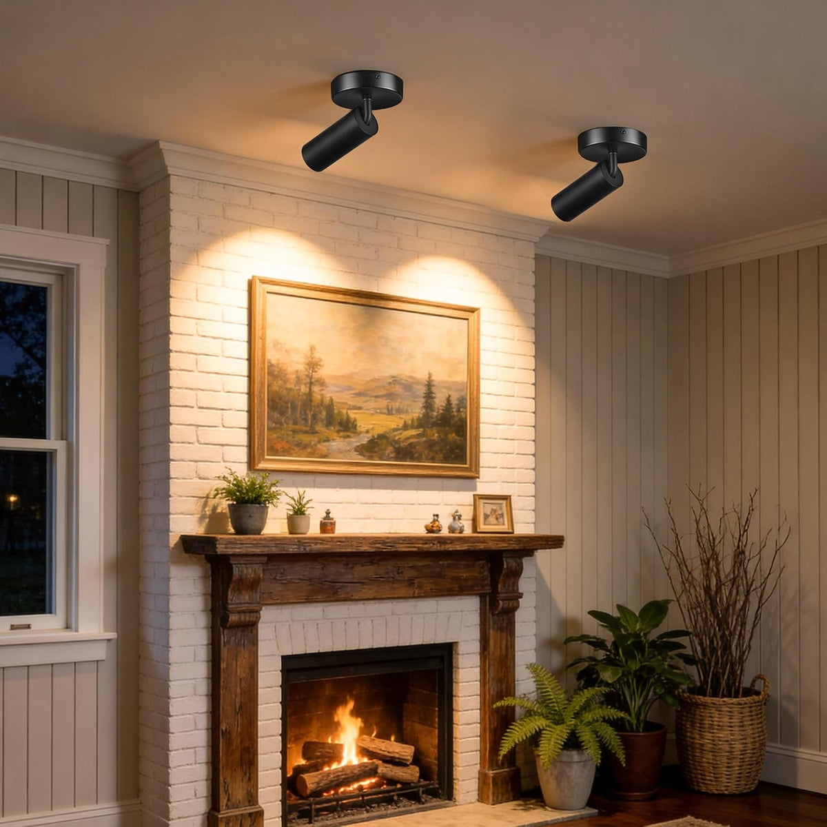 Flush Mount Ceiling Light Fixture, Dimmable Adjustable Ceiling Spotlight Directional Spot Lights Indoor Can Accent Fixture for Living Rooms, Restaurant, Kitchen - 15W 3000K, CRI 97+, Black, 3 Pack