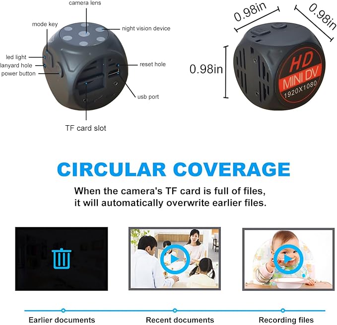 Pet Collar Camera & Cat Collar Camera with 64gb Sd Card,Spy Camera Hidden Camera ,Dog Tracker Collar,Motion Detection Records 1080p Video & Infrared Night Vision Functionality for Indoor/Outdoor.
