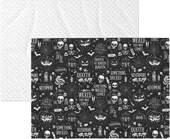 Dog Cat Blanket Double Sided, Halloween Witchcraft Witch Pumpkin Spider Web Bat Raven Magic Board Spirit Skull Skeleton Vintage Black, Plush with Raised Dot Pattern and Smooth Reverse for Cuddling
