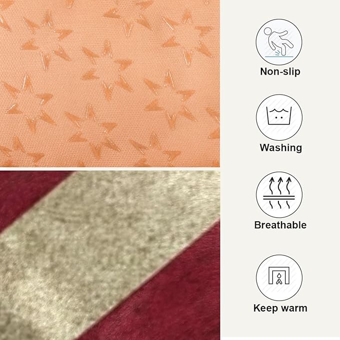 American Flag Dog Bed Mat, Cat Crate Pad with Non-Slip Bottom Washable Soft Pet Kennel Beds for Small Medium Large Dogs, 36"x24"