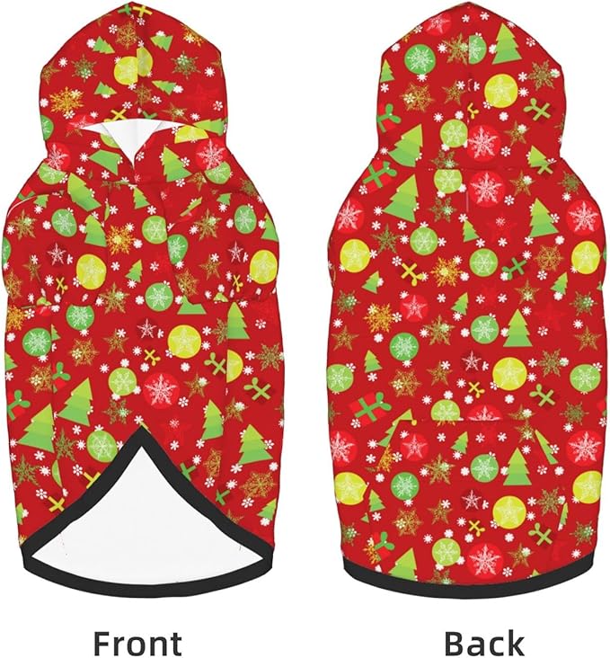 Christmas Tree Print Hoodie,Christmas Cosplay Dog Clothes with Pocket and Hat Winter Clothes Sweaters Large