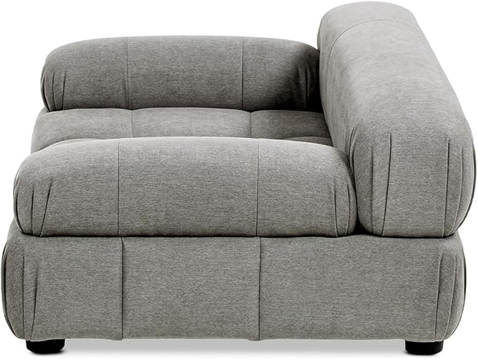 Marcel Upholstered Modern Pet Bed for Small & Medium Dogs and Cats, Sofa-Style Dog Bed with Bolstered Arms, Tufted Cushion, Water & Stain Resistant Velvet (Uptown Gray)
