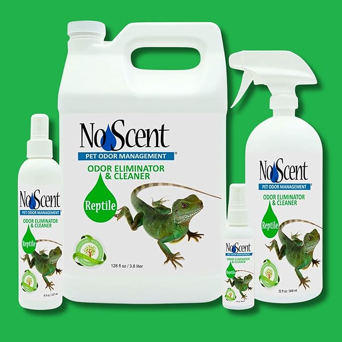 No Scent Reptile Tank Cleaner Spray & Pet Odor Management for Bearded Dragon, Turtle, Lizard Terrarium Freshener (8 Fl Oz / 237 mL)