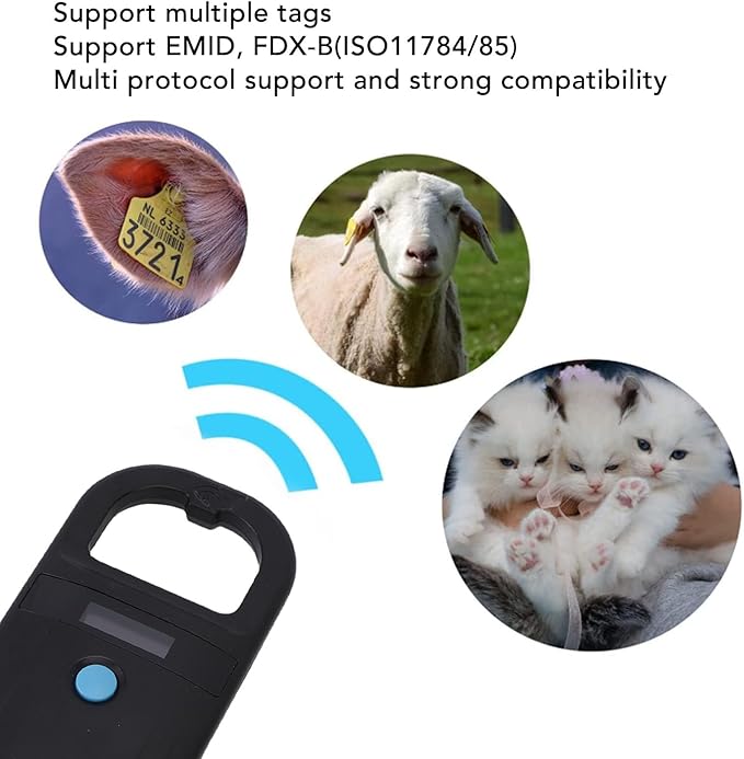 Pssopp Handheld Microchip Scanner, Rechargeable Animal Chip Reader Pet Microchip Scanner with 1000 Records Storage for EMID FDX B ISO11784 85 Pets Cats Dogs Hamsters (Style 2)