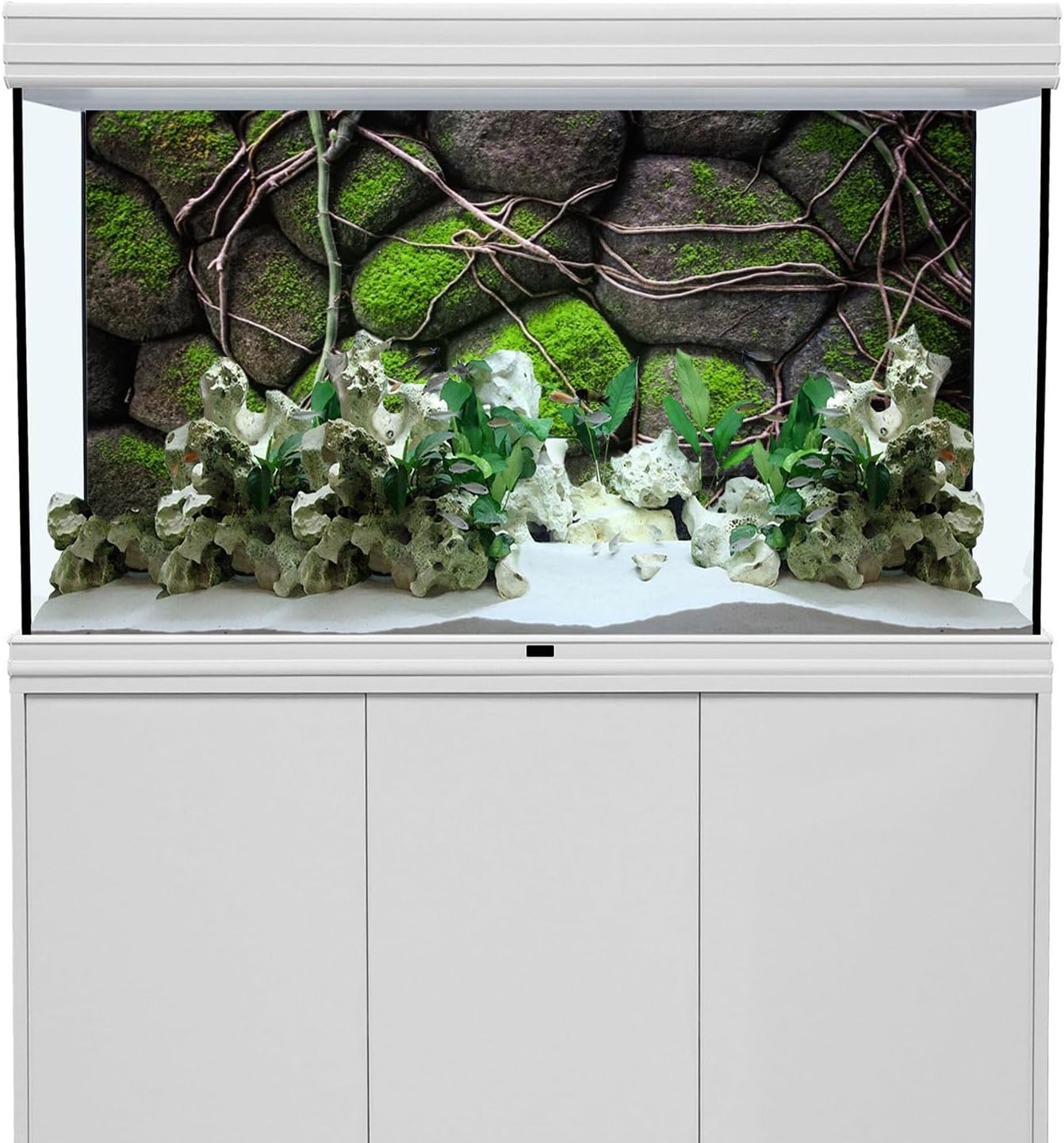 AWERT 30x12 inches Stone Aquarium Background Rock Fish Tank Background Rocky Terrarium Background Vinyl