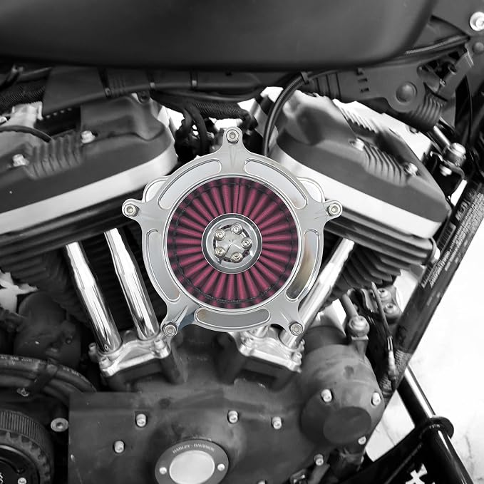 HDBUBALUS Motorcycle CNC Spike Air Cleaner Air Filter Intake System Filter