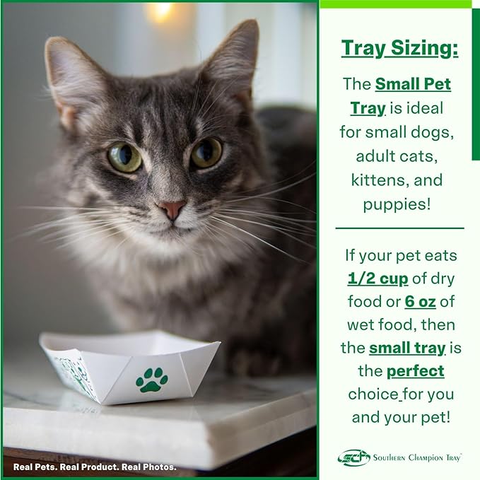 Southern Champion Tray, Small Disposable Pet Food Bowl, 1/2 Cup (50 Quantity) Pet Food Tray, Travel Pet Bowl, Feeding Kittens, Puppies, Cats, and Dogs, Wet Food and Dry Food, 6 oz Capacity