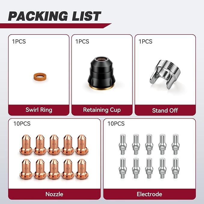 ARCCAPTAIN 23Pcs IPT60 Plasma Cutter Torch Consumables, .030" Plasma Cutter