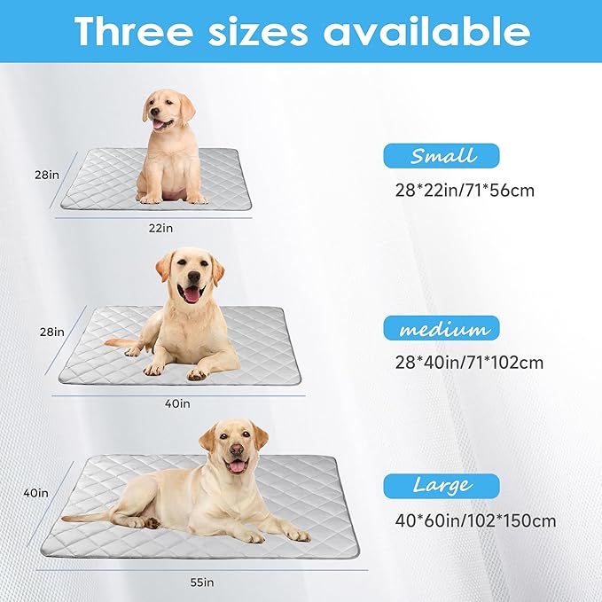 Langsprit Dog Cooling Mat, Washable Dogs Cats Pet Non-Toxic Cooling Pads Summer Sleeping Kennel Mats，Pet Self Cool Ice Blanket for Indoor & Outdoor Dog Beach Essentials Light Gray Small