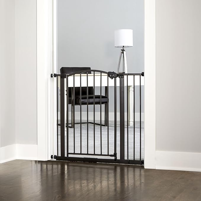 Regalo Safety 30-35” Extra Wide Baby Gate for Doorways & Bottom of Stairs, Pressure Mounted Walk-Through Gate for Babies, Toddlers & Pets, Bronze