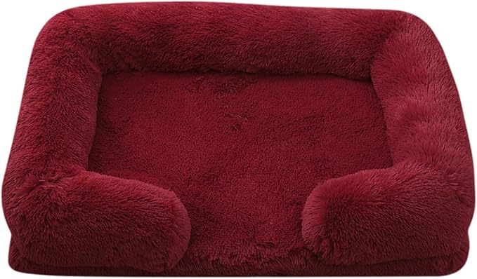 Dog Beds Large Sized Dog Orthopedic, Sofa Dog Bed with Waterproof Lining and Nonskid Bottom, Rectangle Washable Dog Bed for Medium Small Dogs and Cats Comfortable (Color : Red, Size : 23 x 18)