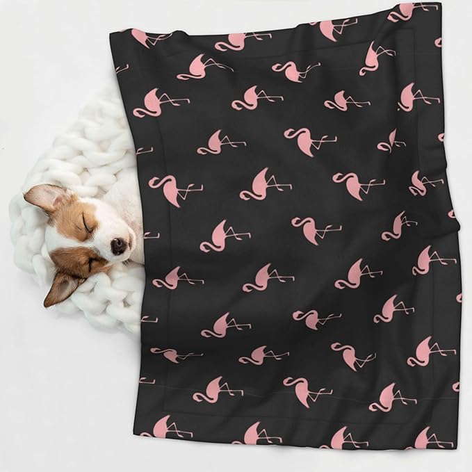 Reversible Dog Blanket for Beds Couches, Flamingo, Double Sided Cat Blanket with Textured Dot Feel and Smooth Feel for Seasonal Comfort All Year