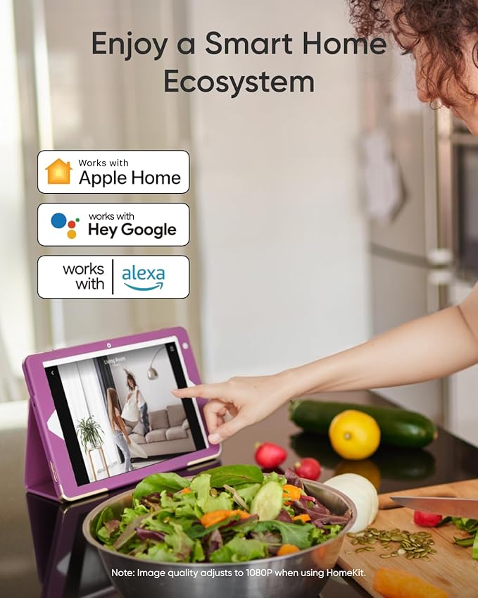 eufy Indoor Cam E30, Latest Generation, 4K UHD Security Camera, Pet/Dog/Baby Camera with Phone app, Color Night Vision, Human/Pet Auto Tracking, 360 Pan-Tilt, Works with Homekit (Renewed)