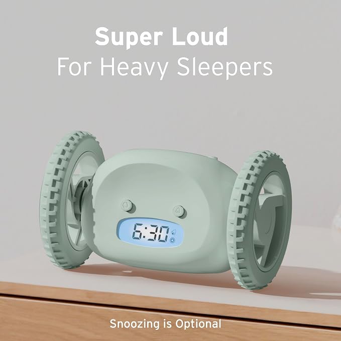 CLOCKY Extra Loud Alarm Clock for Heavy Sleepers on Wheels Rolls Runs Away