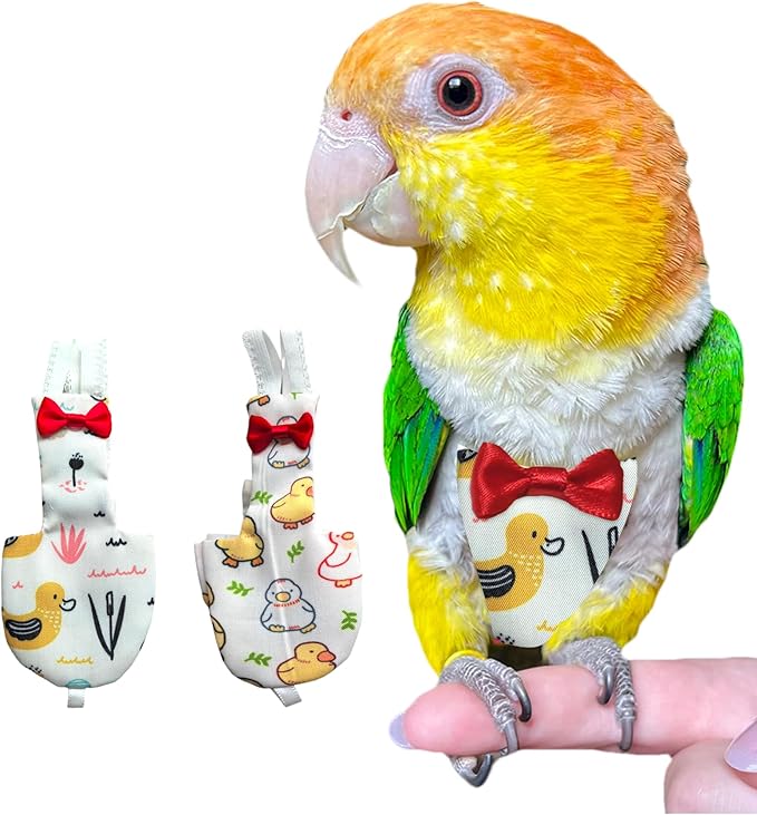 UKJENT Bird Diaper Protective Parrot Nappy - 4 Pack, Reusable Flight Suit with Waterproof Inner Layer, Washable Cute Urine Wet Suit for Cockatiel Monk Parakeet Sun Parakeet Lory(S)