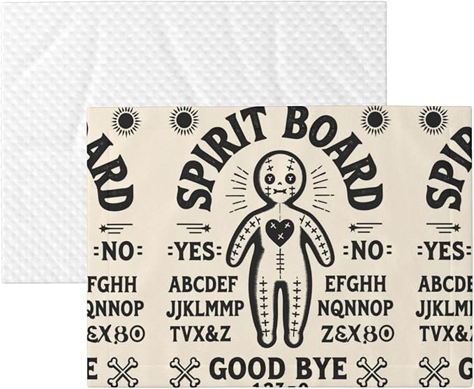 Double Sided Pet Mat for Dog Bed Topper Cat Blanket Furniture Protector, Spirit Board with A Voodoo Doll Occultism Set, Reversible Plush with Tactile Dot Pattern for Style Change