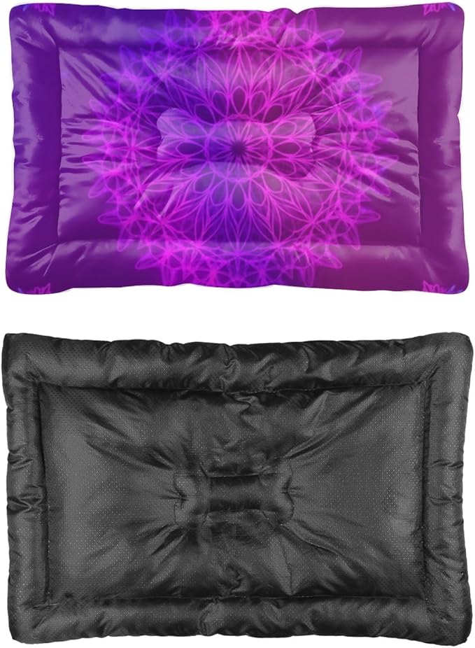 Purple-Pink Line Art Mandala Crate Dog Bed Dog Cage Mats for Crates Cage Pad Bedding for Crate Washable Non-Slip Chew Resistant Bed Bedding Pad Mat Products Dogs Indoor Outdoor 36X24 Inch