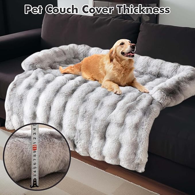 Pet Couch Covers for Sofa, Cat Dog Couch Cover Protector, Dog Bed Mat for Sofa Couch Furniture Protector Cream Square Plaid Cozy Dog Couch Cover