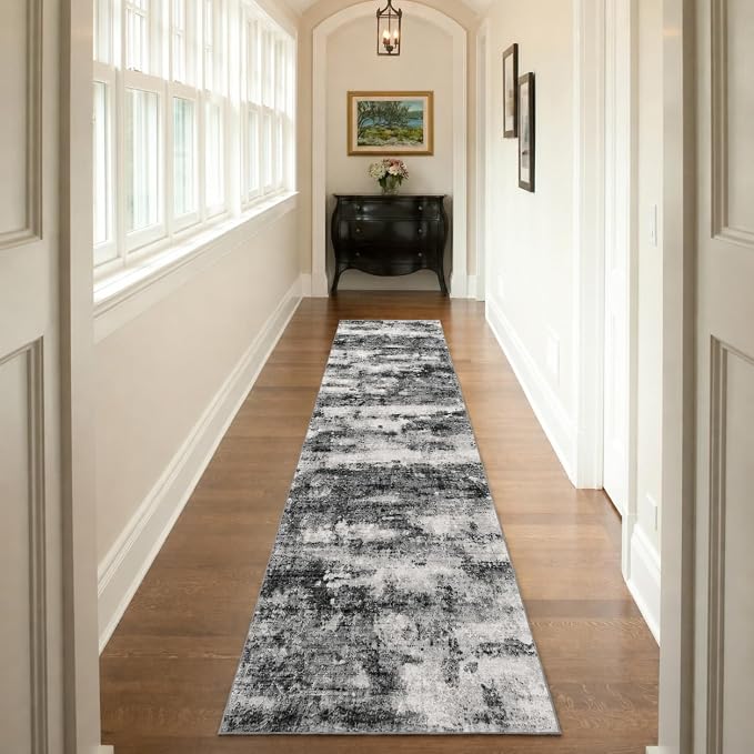 2x10 Runner Rug Non-Slip，Modern Abstract 10ft Washable Runner Rugs