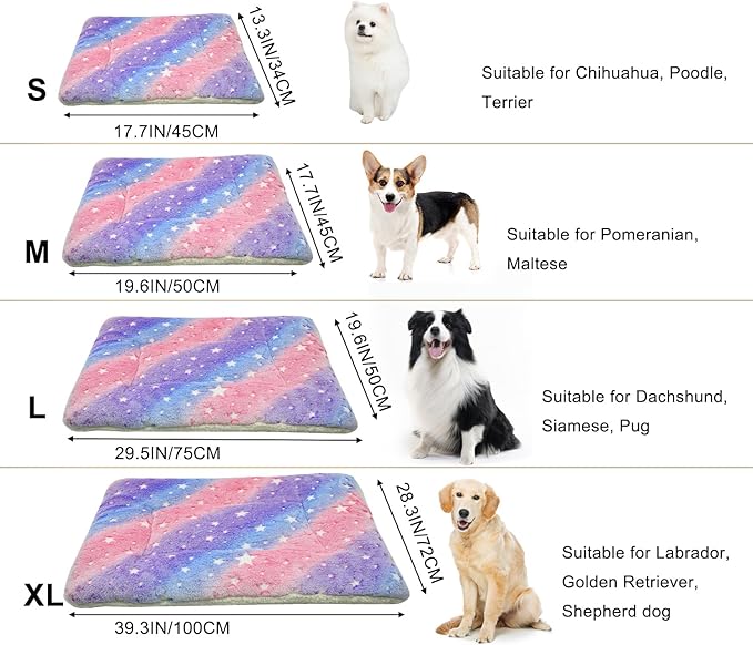 Cat Dog Bed Mat & Blanket, Reversible Pets Crate Pad Bed Mat and Ultra Soft Warm Fleece Calming Blanket for Small Puppy Kitty, Washable