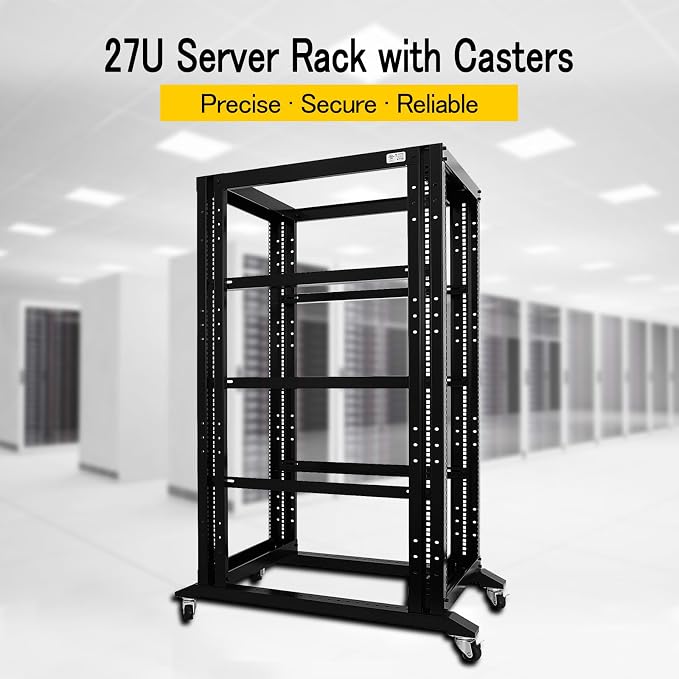 Raising Electronics Server Rack Open Frame Rack 4 Post 19 inch Adjustable