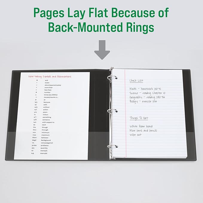 Office Essentials Economy View 3 Ring Binders, 3" Round Rings, 3.5" Spine, 460-Sheet Capacity, White Binders (4-Pack of 03148)