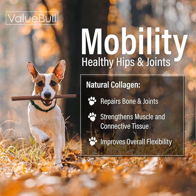 ValueBull Collagen Sticks for Dogs, 12 Inch Thick Chews, Natural Long-Lasting Dog Treats, 50 Count Bulk Pack - Supports Joints, Skin & Coat with Chondroitin & Glucosamine