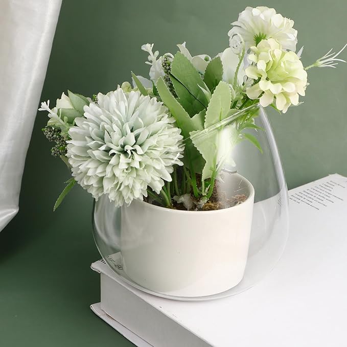DOITOOL Slant Cut Bowl Glass Vase, Clear Terrarium Bowl Candy Dish Fruit Jar, 4.7" W x 4" H, Small Round Planter Table Centerpiece, Use for Succulents, Cacti, Air Plants, Moss, Terrariums, Candy