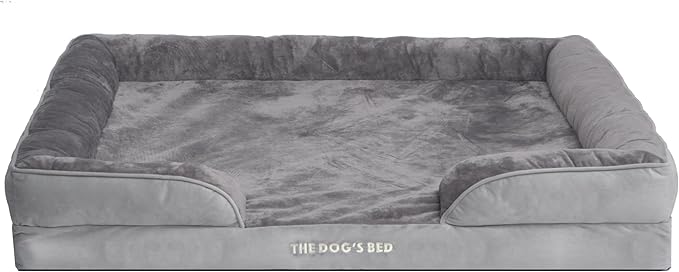 The Dog’s Bed Replacement Outer Cover & Bolster for Standard Foam Beds, Flannel Fabric, Silver Grey, XXL