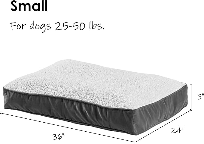 South Pine Porch Buddy Reversible Rectangle Pillow Style Microfiber and Sherpa Dog Bed with Removable, Machine-Washable Cover, Crimson Sherpa, Small (36 in. x 24 in.)