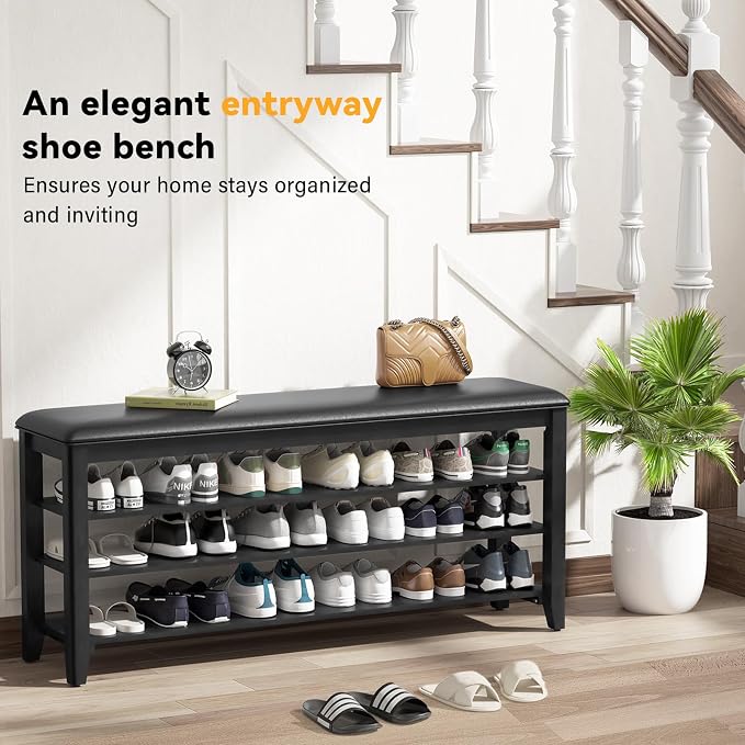Shoe Bench Storage Rubberwood