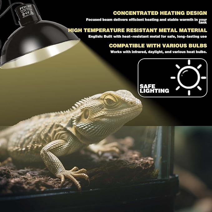 8.5-inch Standard lamp Dome for Reptile Heating Lamps, Object Heat Ceramic Heat emitters, up to 200W for Bearded Dragons Turtles Snakes and Lizards Lamps E26