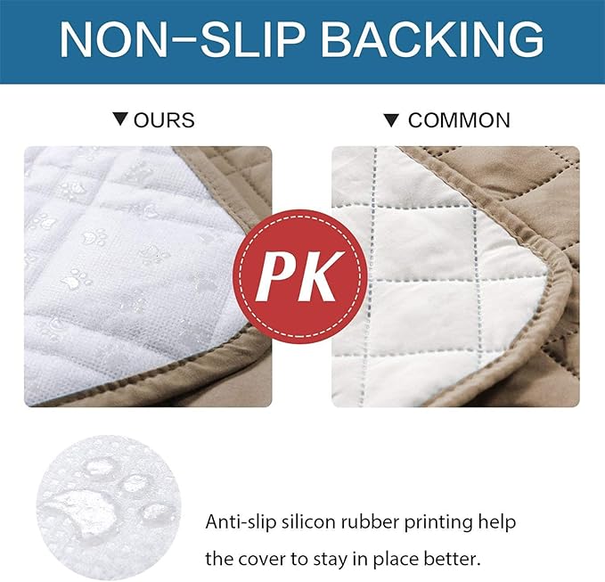 Dog Bed Cover Waterproof Microfiber Quilted Mattress Cover Pet Mat Silicon Non Slip 9 Size Furniture Protectors for Bed Sofa Couch (208 x 208 cm/82 x 82 in,Taupe)