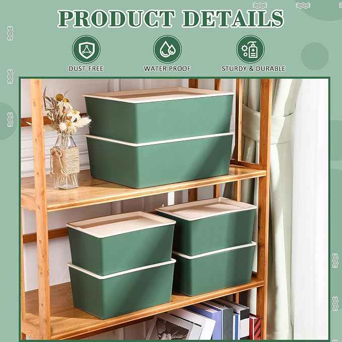 Menkxi 6 Pcs Large and Small Plastic Storage Bins