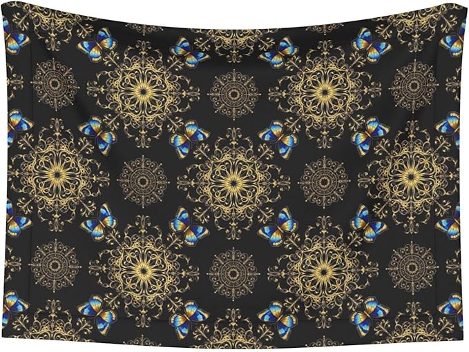 Two Sided Plush Pet Blanket for Crates Carriers Home Use, Colorful Mandala Art Flower Tie Dye, Reversible Throw with Cozy Dot Fabric and Silky Reverse for Small Large Pets