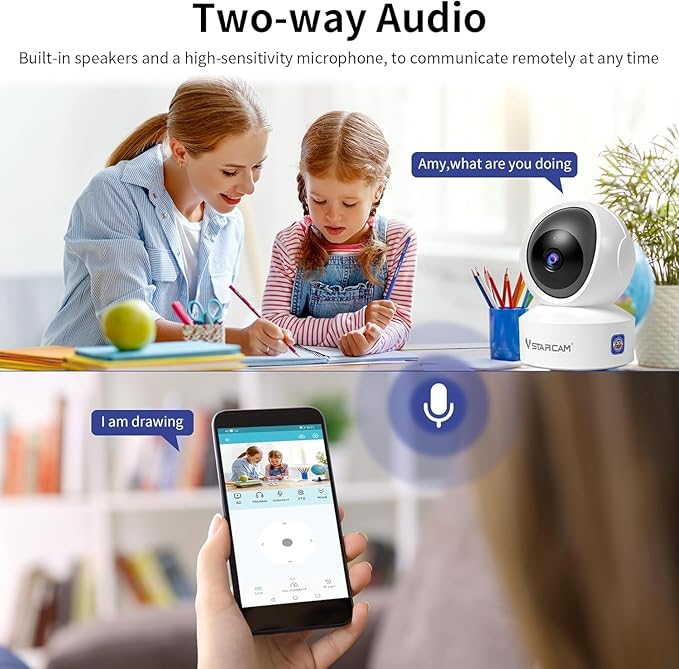 VSTARCAM 3MP Pet Camera Indoor with Phone App, 360° Indoor Security Camera with Color Night Vision, Motion Detection & 2-Way Audio, 24/7 SD & Cloud Storage 02