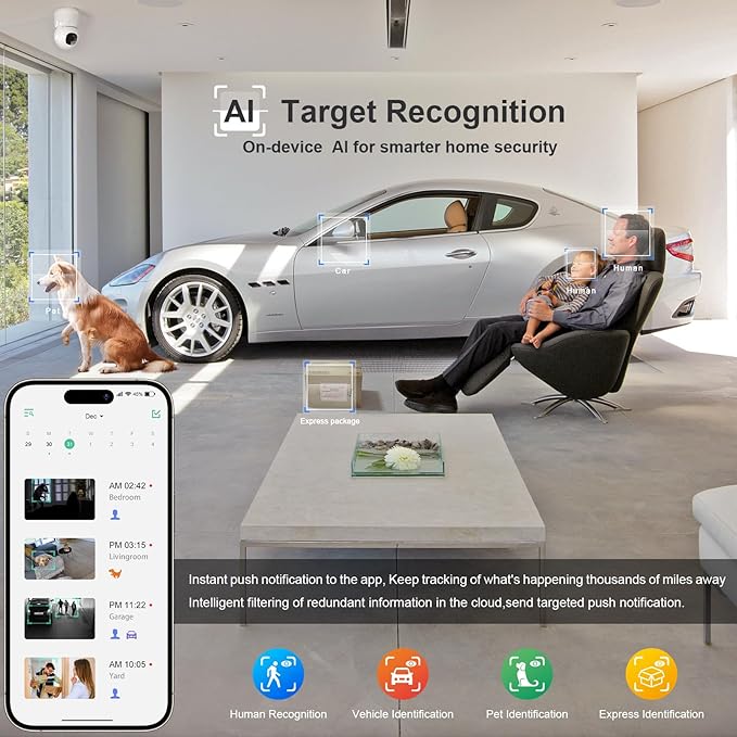 Camera for Home Security, 4MP Pet Camera with Speaker for Dog/Cat, WiFi Camera Indoor Wireless Home Security with Phone App, Auto Tracking/Super Night Vision/2 Way Talk, Cloud/SD Card Storage