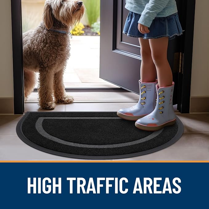OLANLY Half Circle Door Mat Indoor Outdoor Entrance Welcome, Waterproof