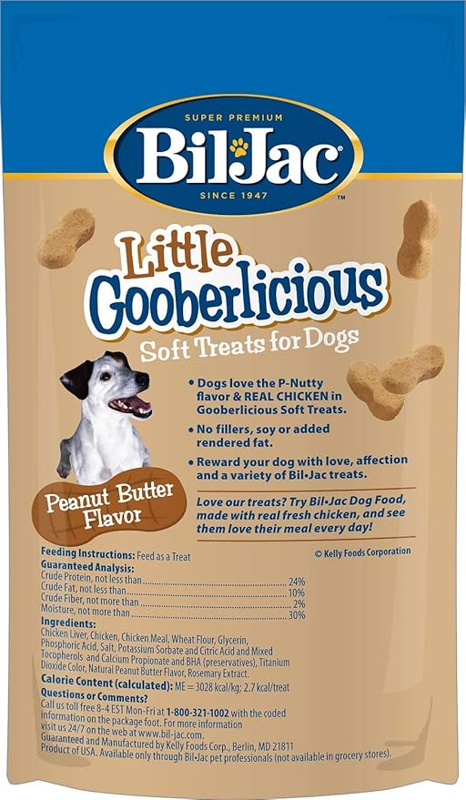 (4 Pack) Bil-Jac Little Gooberlicious Dog Treats, Peanut Butter, 4 Ounces Each