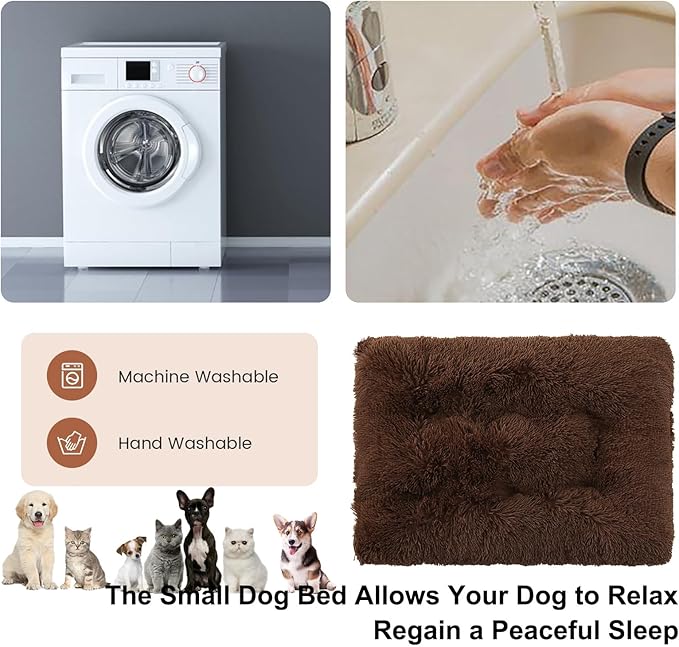 Dog Crate Mat, Dog Bed for Large Dogs, Comfy Fluffy Kennel Pad Anti-Slip for Dog beds & Furniture, Quilted Dog Bed for Pets for Medium/Small Dogs Cats (Color : Coffee, Size : 20x14.9)
